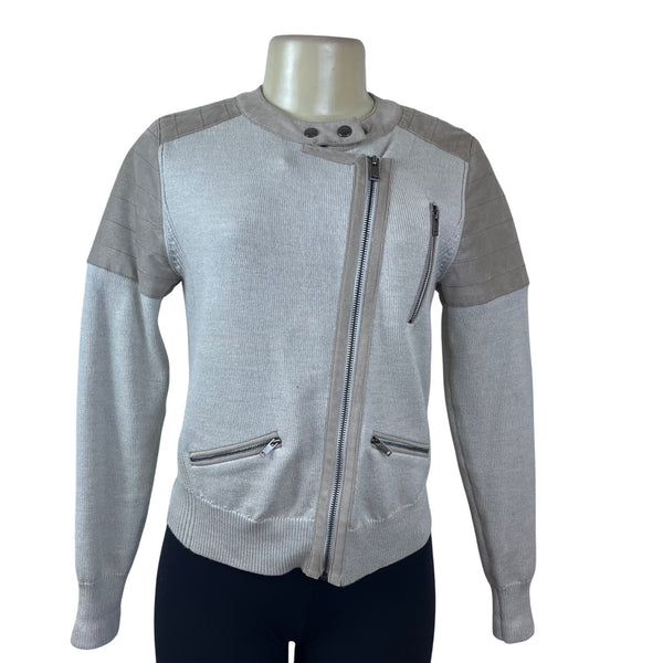 Banana Republic Women’s Taupe & Gray Moto Jacket Zipper Accent Sz S