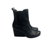 Max Studio Women's Black Leather Idol Wedge Ankle Booties Sz 8.5 M