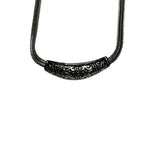Vintage Silver-Tone Snake Chain Necklace With Ornate Tube Pendant