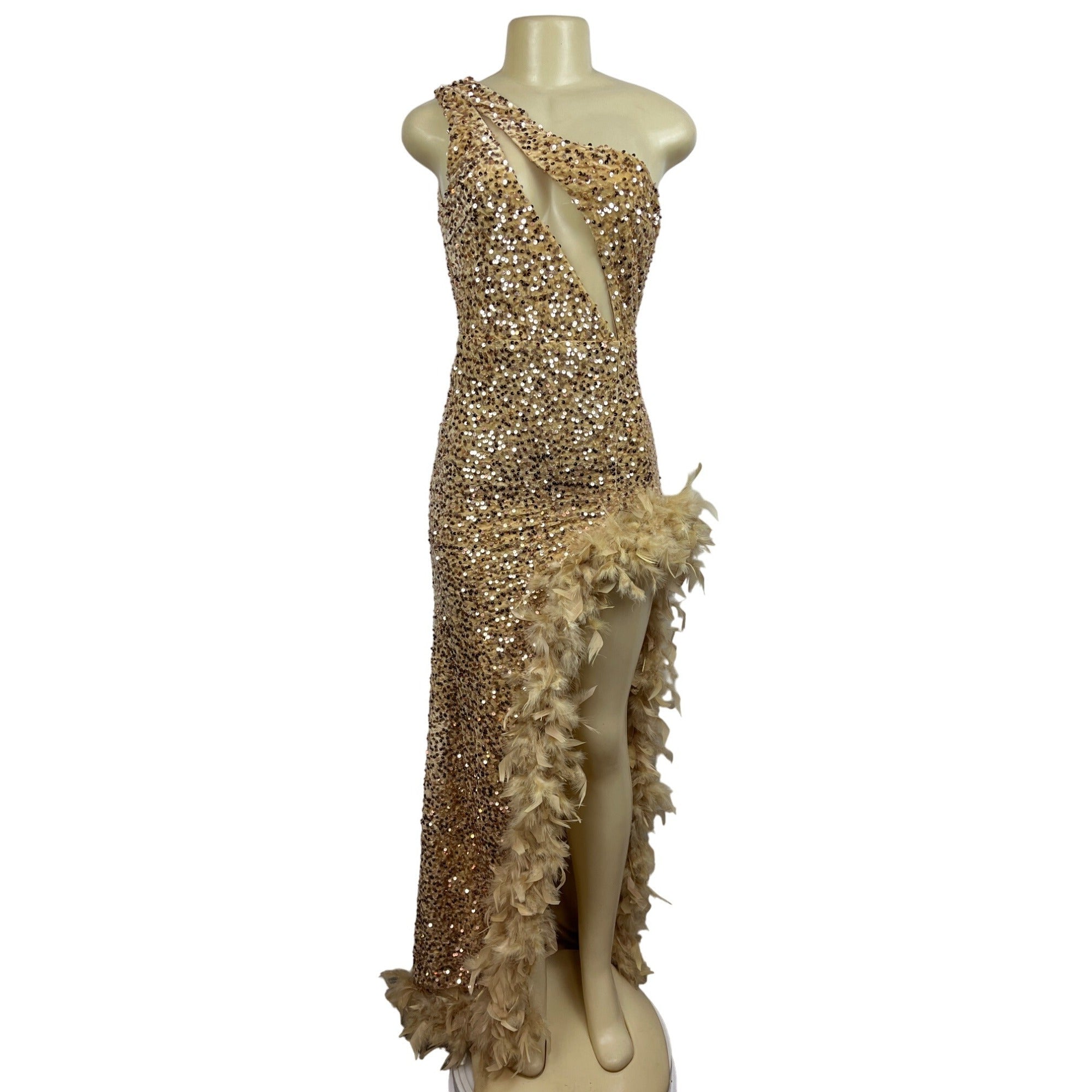 Fashion Nova Women's Gold Slit Dress Size S – Picky Thrifter