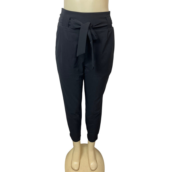 Grace Karin Women's Black High Rise Self Tie Lace & Loops Capri Pants Sz M - NWT