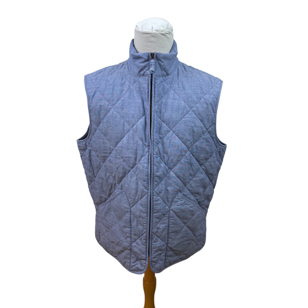 J.Crew Quilted Blue Sleeveless Vest With Full Zip & Pockets Size XL - New