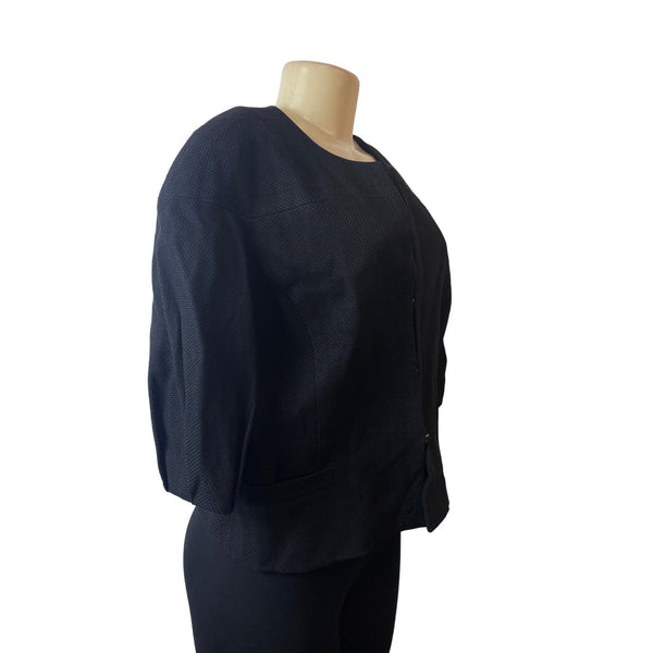 Amanda Wakeley Women's 1/4 Sleeve Round Neck Black Blazer Sz 10