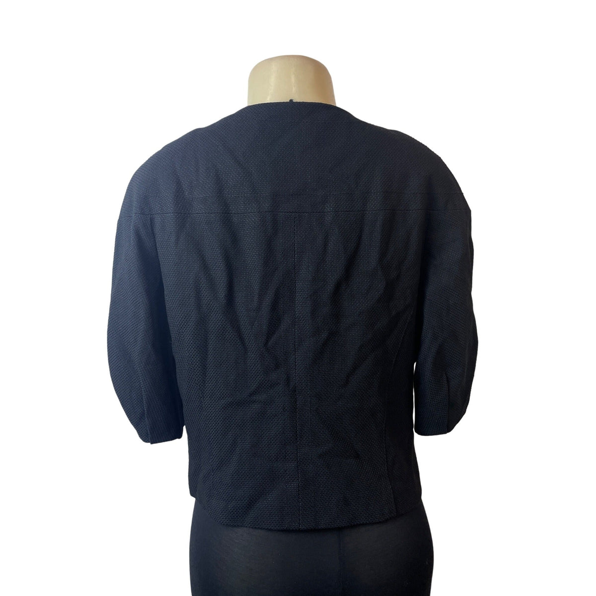 Amanda Wakeley Women's 1/4 Sleeve Round Neck Black Blazer Sz 10