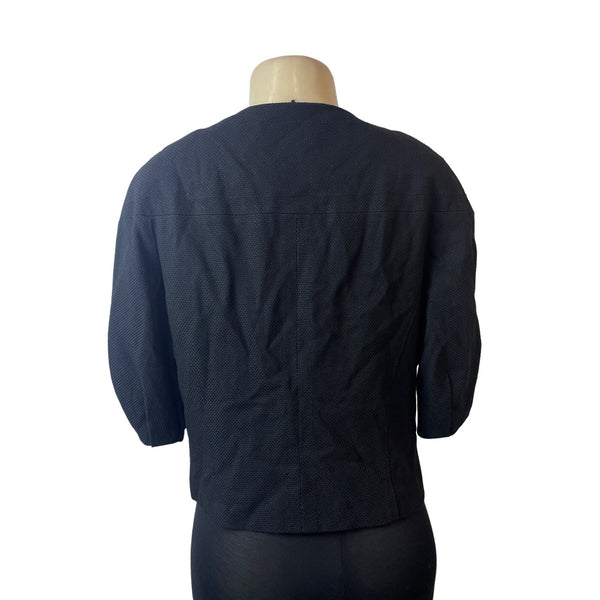 Amanda Wakeley Women's 1/4 Sleeve Round Neck Black Blazer Sz 10