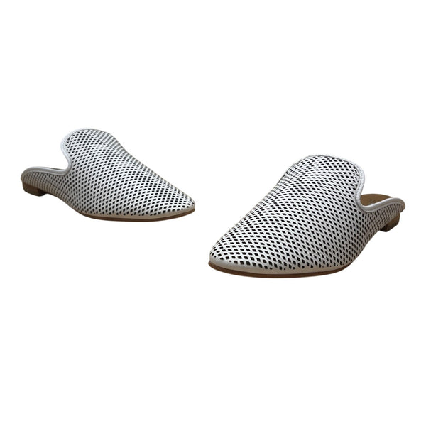 Frye Women’s White Perforated Leather Slide-On Mules Size 7.5M - New