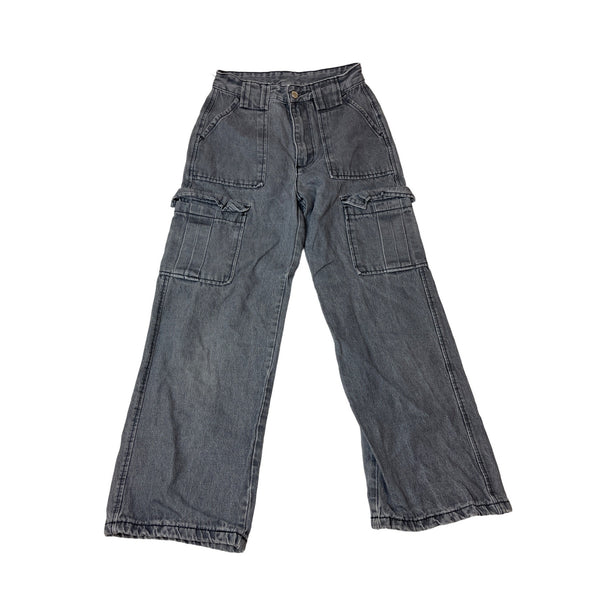 Rumwe Women's Gray Cargo Denim wide-legged Jeans Pants Sz P