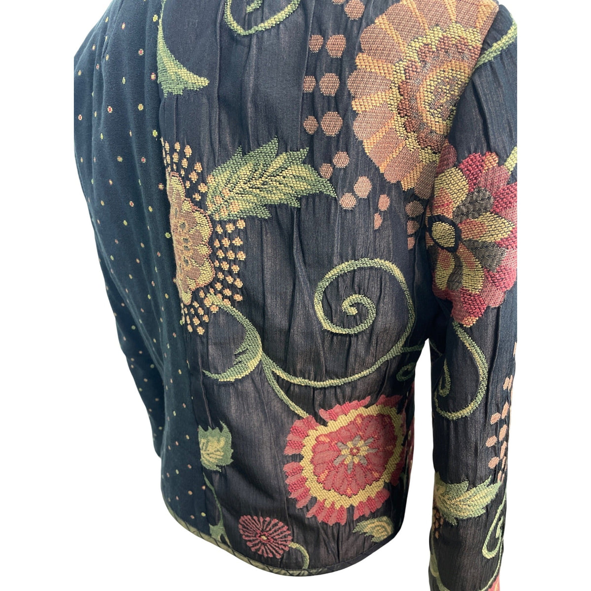 Vintage Mary Lynn O’ Shea Black And Gold Floral Embroidered Jacket Sz P