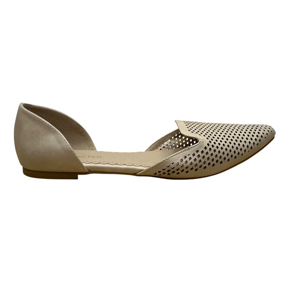 Restricted Women’s Beige Faux Leather Perforated D’Orsay Flat Shoes Size 10