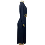Vintage 1960s Ultra Wide Leg Women’s Black with Embroided Belt Jumpsuit Sz M