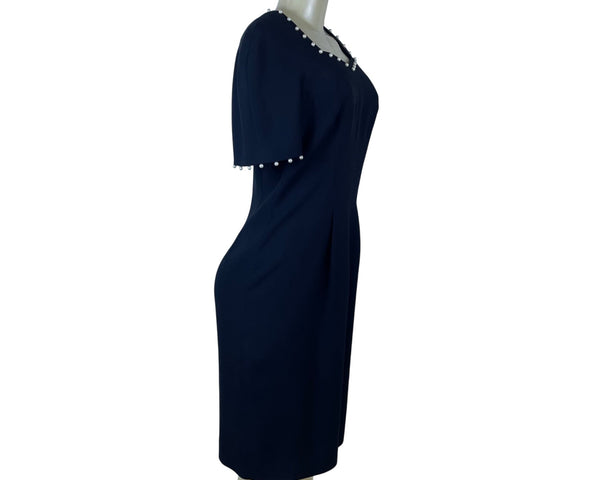 Liz Claiborne Women’s Black Pearl-Trim Short Sleeve Dress Size 6