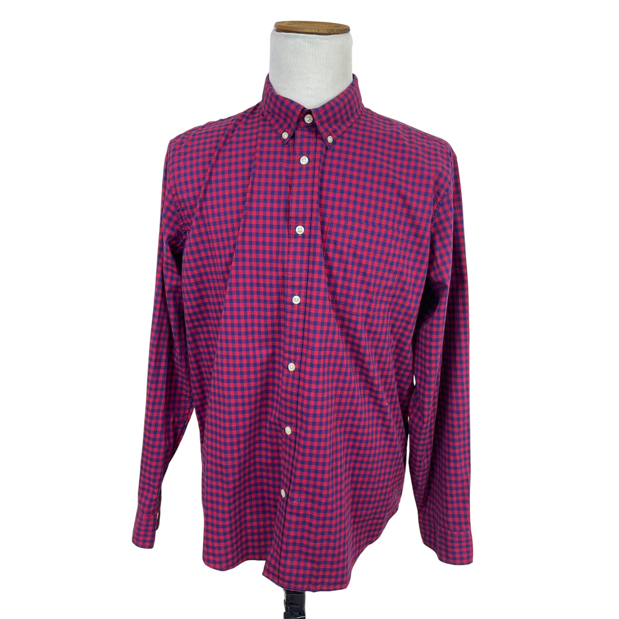 gap mens dress shirts Gap Men's Red & Navy Button Down Shirt Long Sleeve Front Pocket Size X – Picky Thrifter