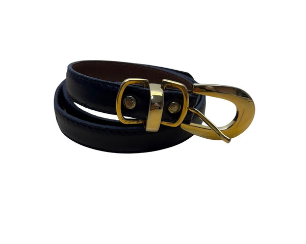Stephen Collins Women's Brown Leather Belt Gold Buckle Vintage Design