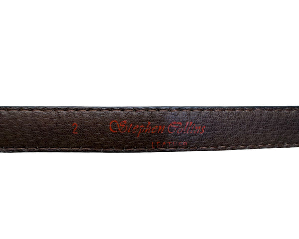 Stephen Collins Women's Brown Leather Belt Gold Buckle Vintage Design
