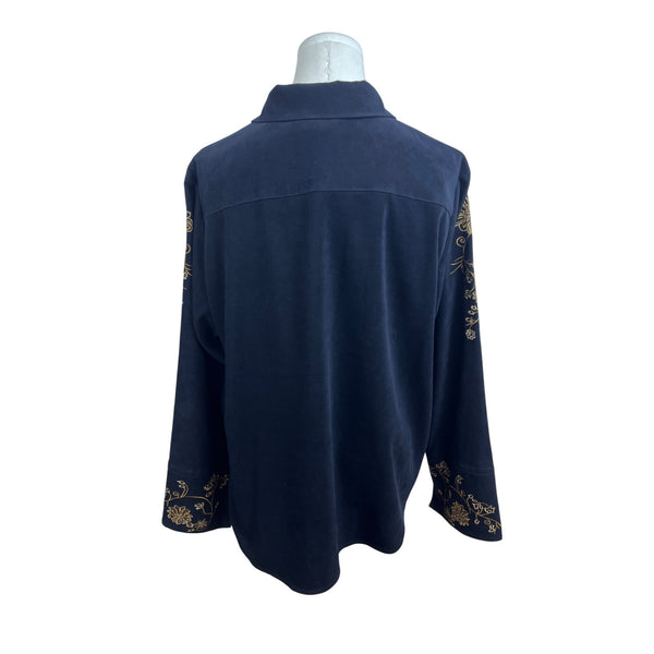 Vintage Victoria Costa Occasion Women's Black Floral Button Up Shirt Size L