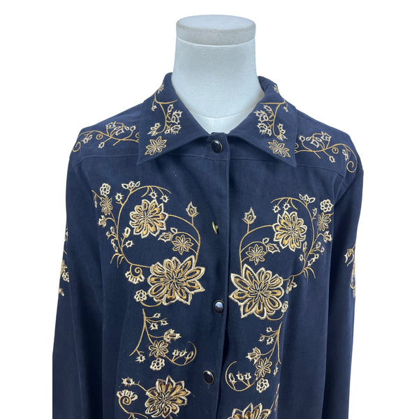 Vintage Victoria Costa Occasion Women's Black Floral Button Up Shirt Size L