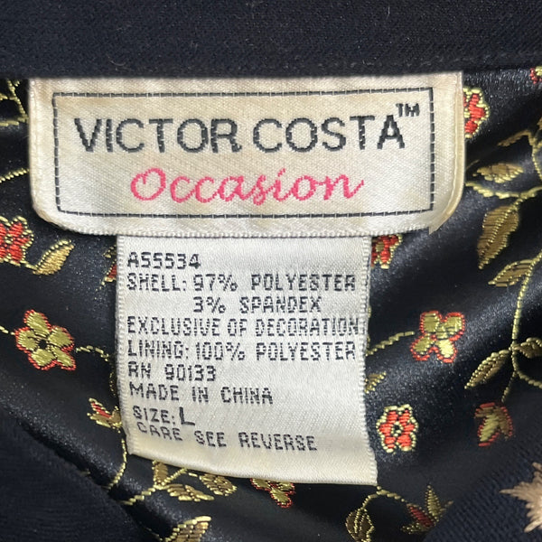 Vintage Victoria Costa Occasion Women's Black Floral Button Up Shirt Size L