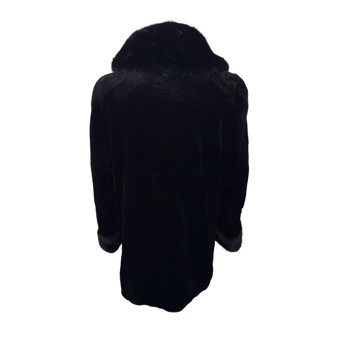 Vintage Silverman Black Sheared Black Mink Fur Coat With Mink Collar & Cuffs Size 8
