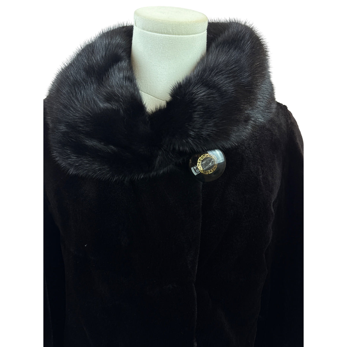 Vintage Silverman Black Sheared Black Mink Fur Coat With Mink Collar & Cuffs Size 8