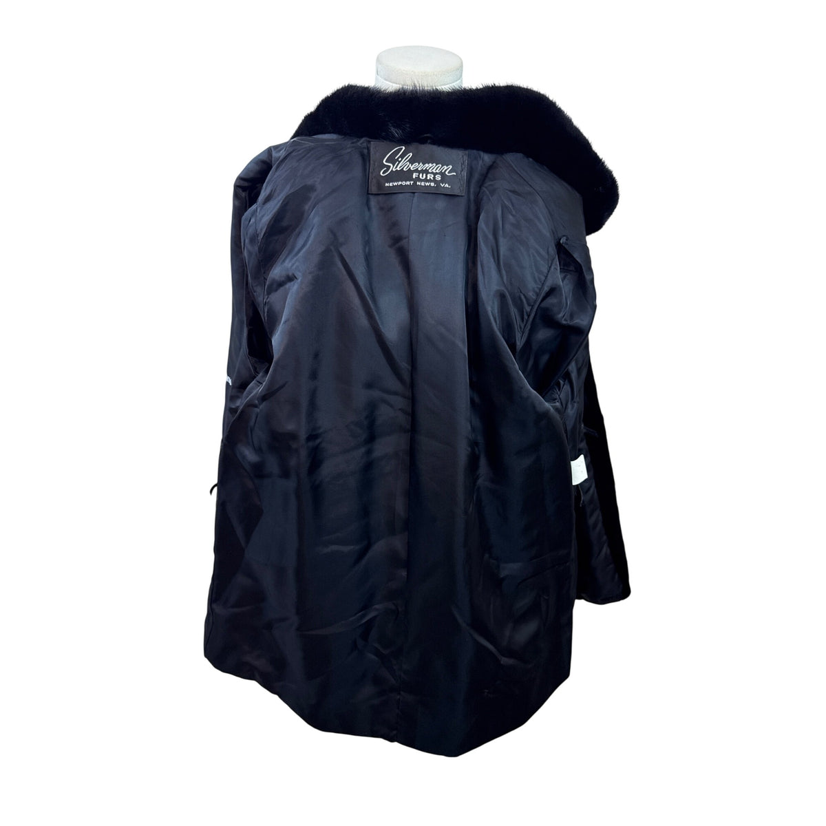 Vintage Silverman Black Sheared Black Mink Fur Coat With Mink Collar & Cuffs Size 8