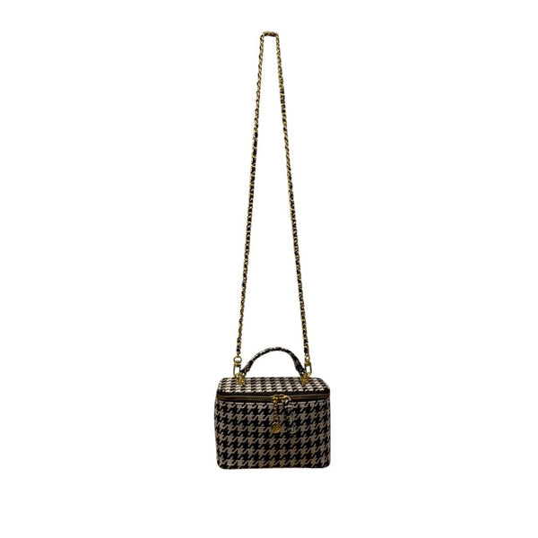 Glowiest Women’s Black & White Houndstooth Signature Vanity Shoulder Case Size S