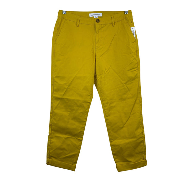 Amazon Essentials Womens Dark Yellow Cotton Pants Slim Fit Size 12