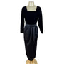 JS Collections Women’s Black Velvet Formal Midi Dress With Bow Detail Size 10