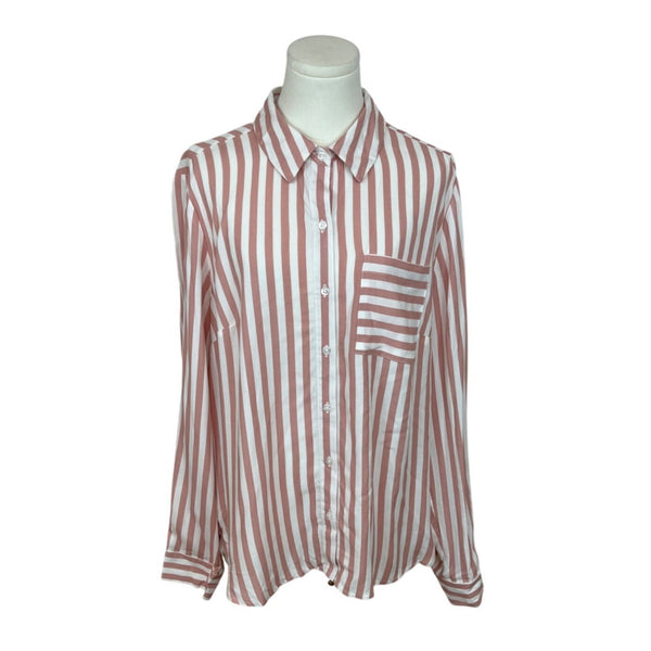 Indigo Rose Striped Button-Down Long Sleeve Shirt With Pocket Sz PXL - New