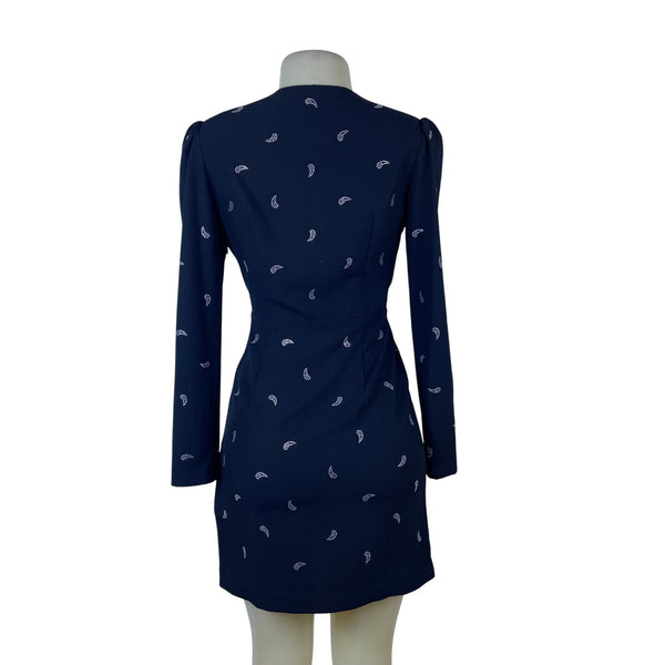 Maje Women's Black Long-Sleeve Wrap Dress Rhinestone Pattern Size 36 - New