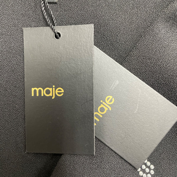Maje Women's Black Long-Sleeve Wrap Dress Rhinestone Pattern Size 36 - New