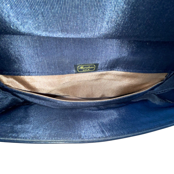 Vintage Mardane Women’s Blue Leather Ruched Flap Closure Shoulder Bag Size M