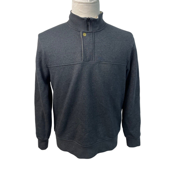 Orvis Mens Gray 1/4 Zip Pullover Sweatshirt With Ribbed Collar Size M