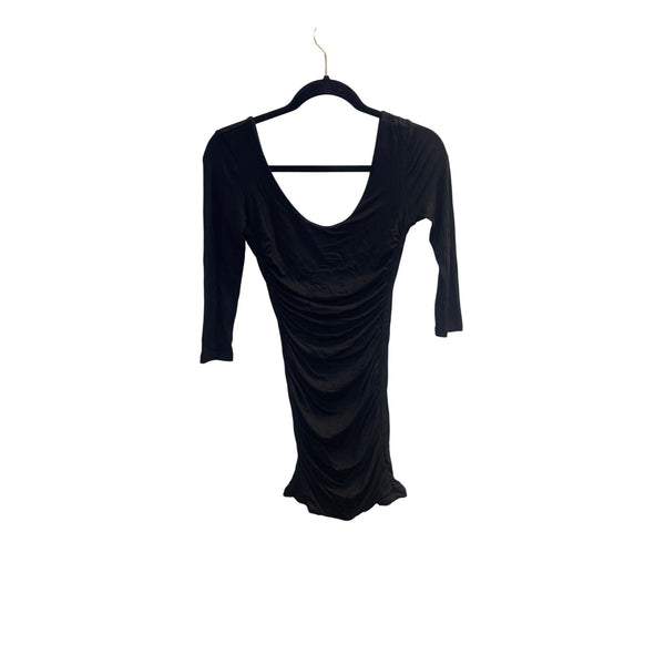 Forever 21 Women’s Black Ruched Bodycon Dress With Three-Quarter Sleeves Size Small