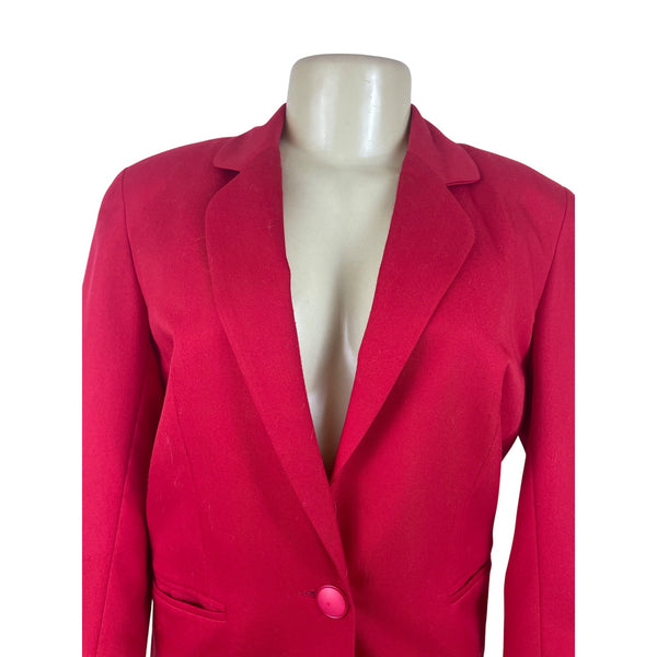Vintage Illustration Bright Red Women's Blazer With Button Closure Size 2P