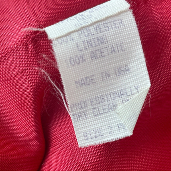 Vintage Illustration Bright Red Women's Blazer With Button Closure Size 2P