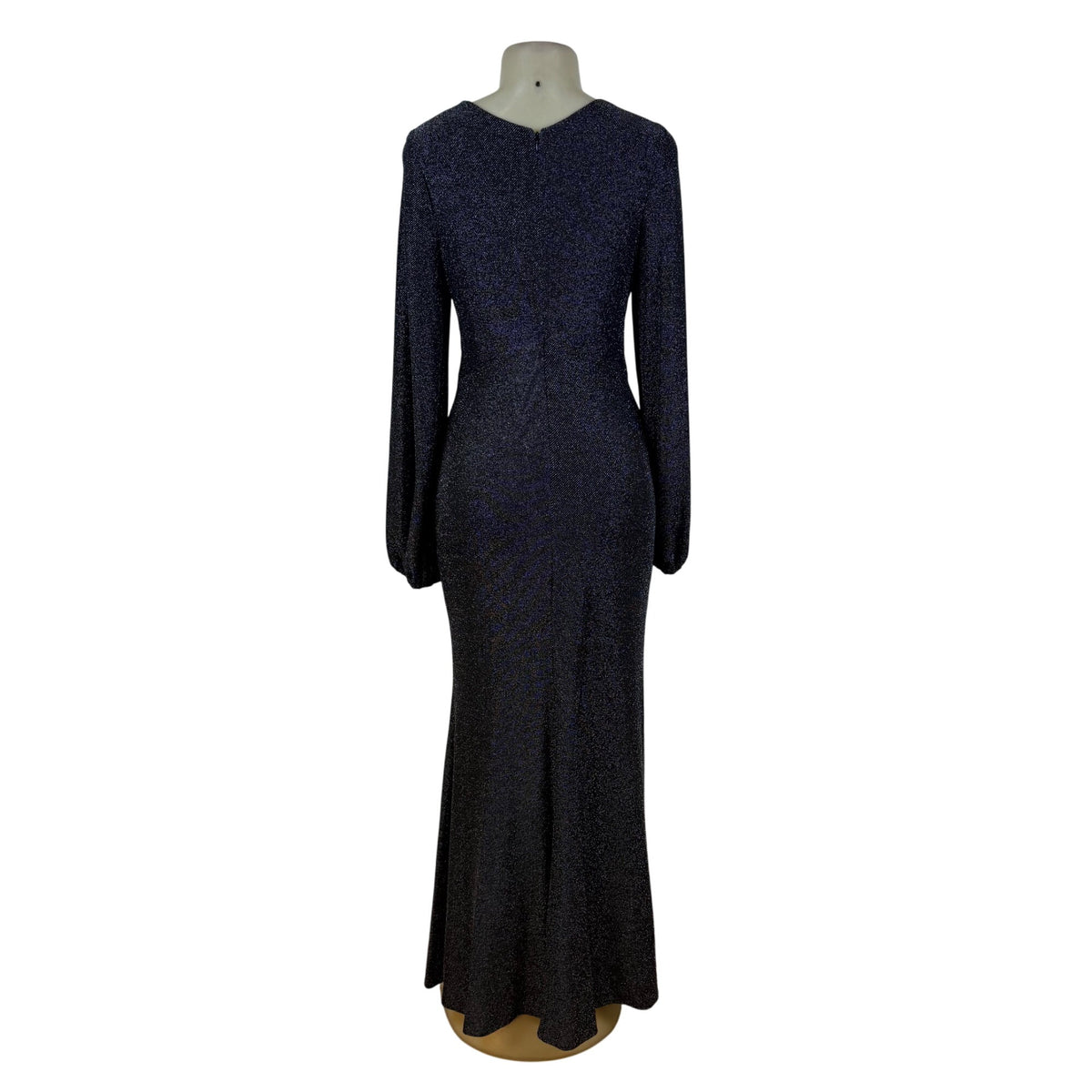 Betsy Adam Black Sparkly Full Length Long Sleeve Wrap Evening Gown Dress Size 10