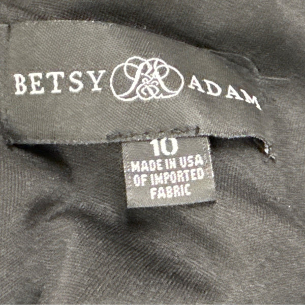 Betsy Adam Black Sparkly Full Length Long Sleeve Wrap Evening Gown Dress Size 10