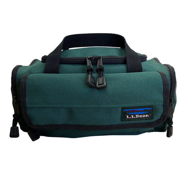 L.L. Bean Green Canvas Zippered Compartments Carry Handles AK02 Mini Duffel Bag