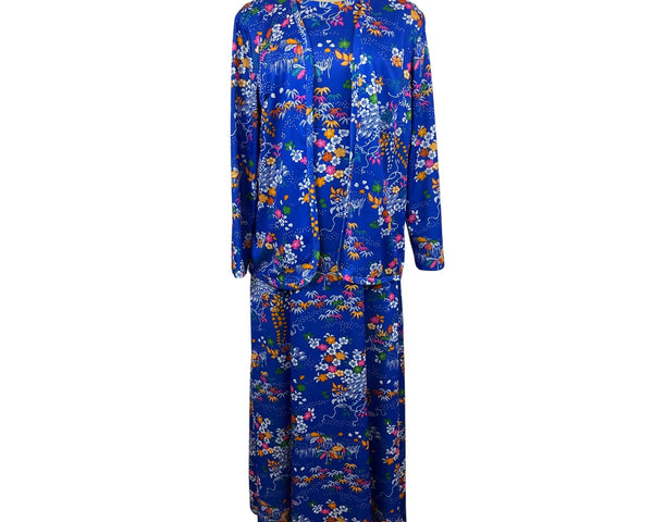 Vintage Yves Jennet Women's Multicolored Maxi Long Sleeve Dress Set Size 10
