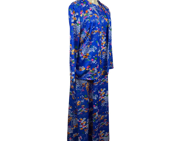 Vintage Yves Jennet Women's Multicolored Maxi Long Sleeve Dress Set Size 10