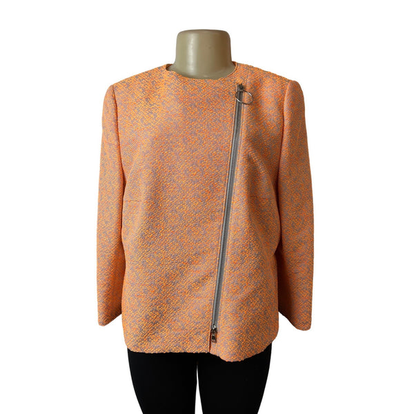 Akris Punto Women's Orange Modern Knitted Fabric Jacket Sz 14- NWT