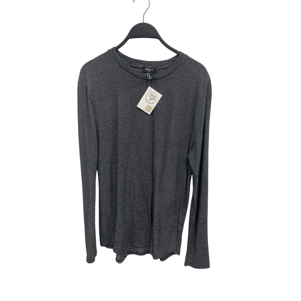 Forever 21 Mens Gray Striped Long Sleeve Top M