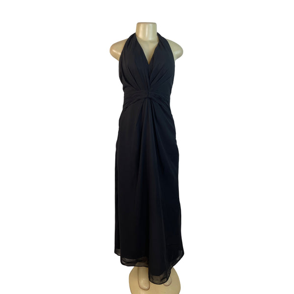 Izodress Black Halter Maxi Dress With Ruched Bodice & Back Zipper Closure