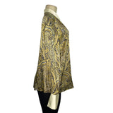 Tamotsu Women's Yellow Paisley Blouse With Satin Collar & Cuffs Sz 18W