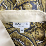 Tamotsu Women's Yellow Paisley Blouse With Satin Collar & Cuffs Sz 18W