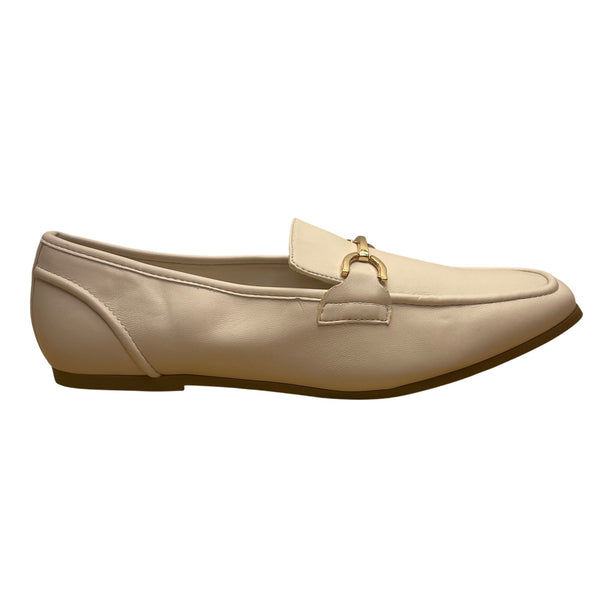 Cushionaire Women’s Cream Gold Snaffle Bit Memory Foam Loafers Size 9W