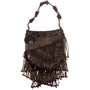 Vtg 80s Inβs Classical Style Women's Brown Floral Beads Shoulder Bag Sz S