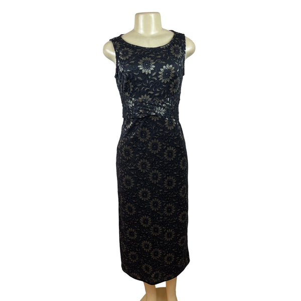 Candalite Petite Women Sleeveless Black Lace Floral Midi Dress Size SP