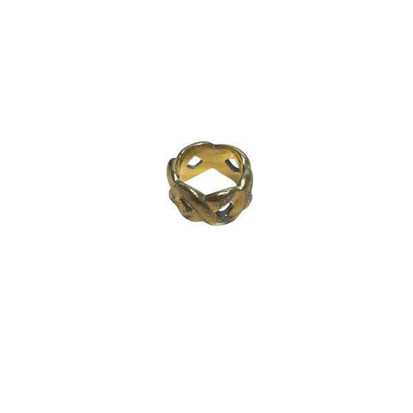 Gold Plated Womens Openwork Vine Pattern Band Ring Elegant Jewelry Size 7