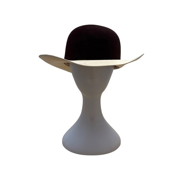 Larry Mahan's by Milano Hats Brown & White Women Felt Straw Hat Size 6 7/8 55